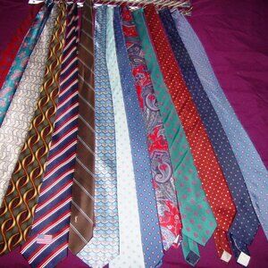 Mens Ties Lot of 14 Assorted Silk and Designer Including Chrome Tie Rack